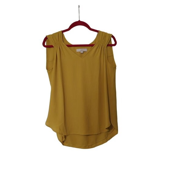 LOFT Tops - Loft Yellow Sleeveless Blouse With V-Neckline & Pleated Shoulders Size S